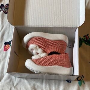 Kids Coral Knit Slippers with White Soles